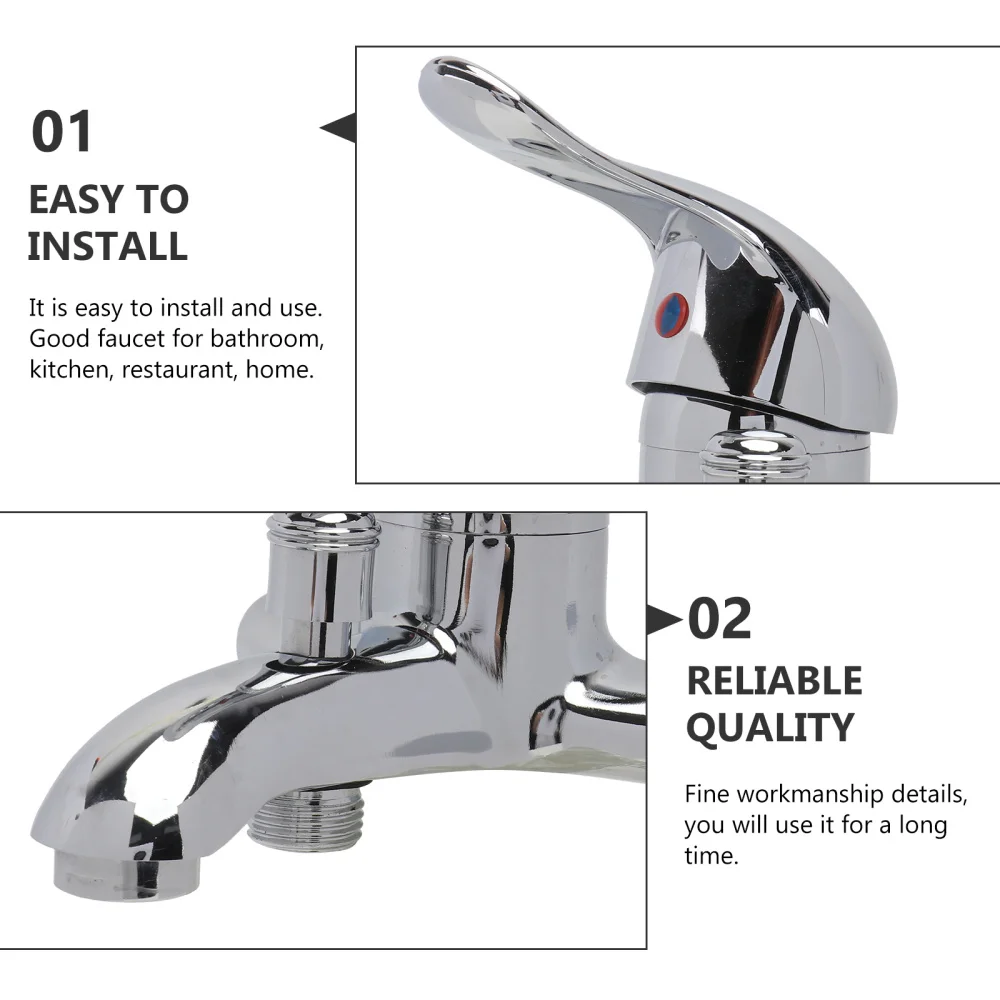 

1pc Bathroom Bathtub Sink Tap Hot and Cold Kitchen Cabinet (Silver)