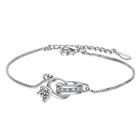 Женский браслет с двойными круглыми бусинами, Серебристый браслет с кристаллами, Ювелирное Украшение для свадебной вечеринки SL130