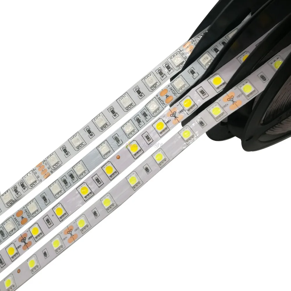 24V 5050 SMD светодиодный 60 Светодиодный s/m 5 м/лот, IP20/IP65/IP67 водонепроницаемый гибкий светодиодный светильник, белый теплый белый RGB