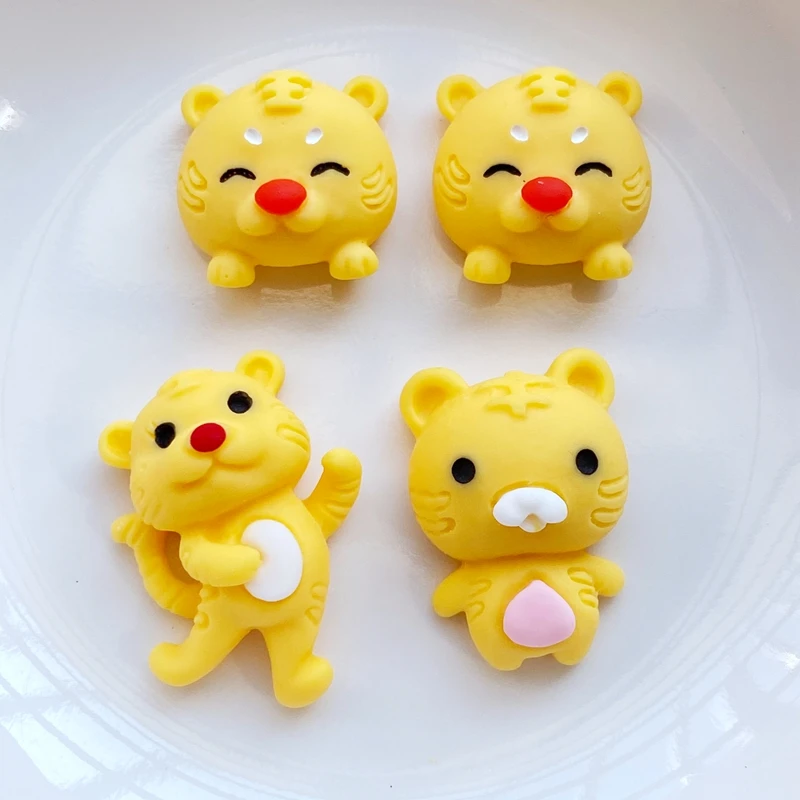 

10 шт. новый милый мультяшный Тигр плоская спина, кабошон для скрапбукинга бант для волос украшения по центру DIY домашний декор