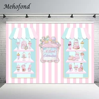 mehofond sweet celebration party backdrops ice cream cake pink stripe dessert shop baby birthday decor photography background