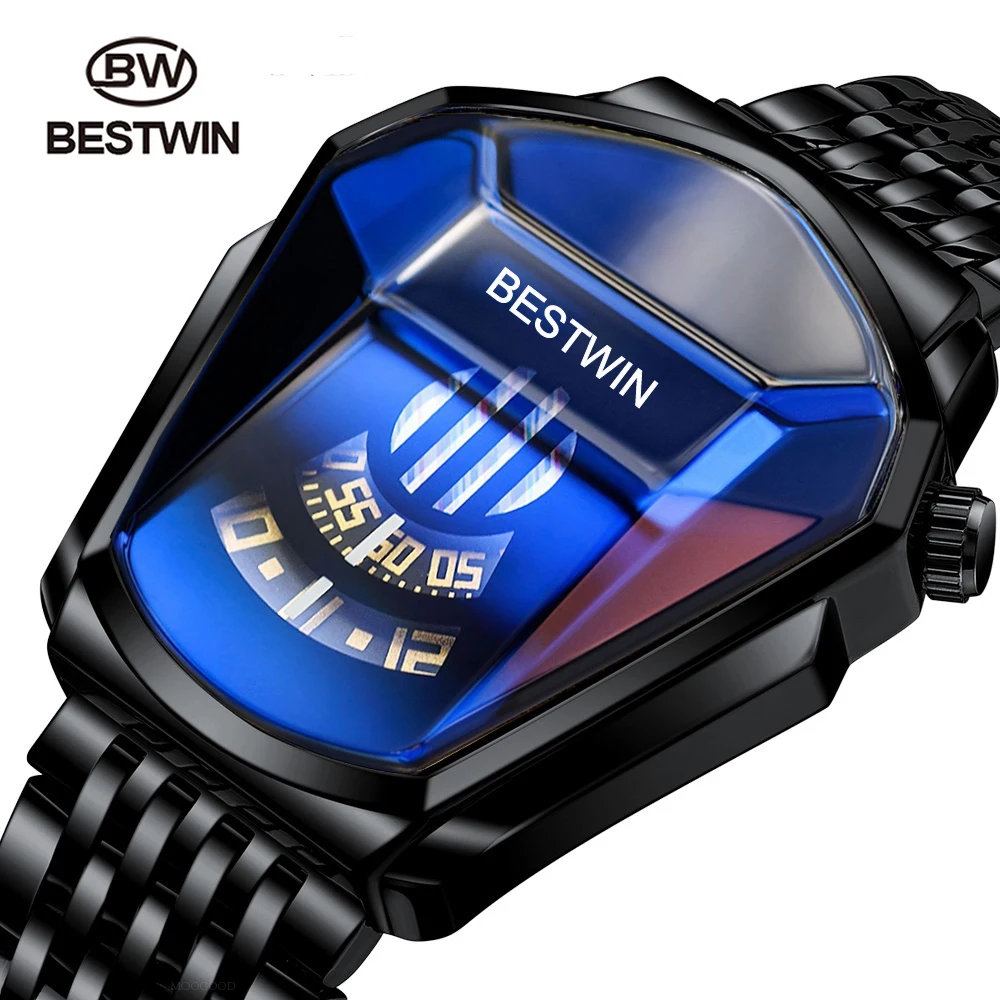 2021 BESTWIN Роскошные Брендовые спортивные военные часы мужские Золотые Кварцевые