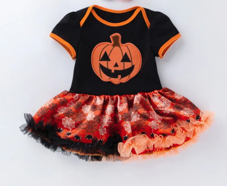 

Hot sale Girls Baby Cotton Rompers Dress Princess Toddler Pumpkin Skull Short Sleeve Romper Newborn Halloween Clothes Kids Gifts