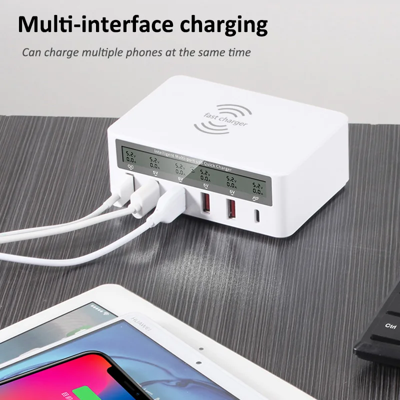 Беспроводное зарядное устройство pd Port s Smart QC 3 0 многопортовое дорожное с