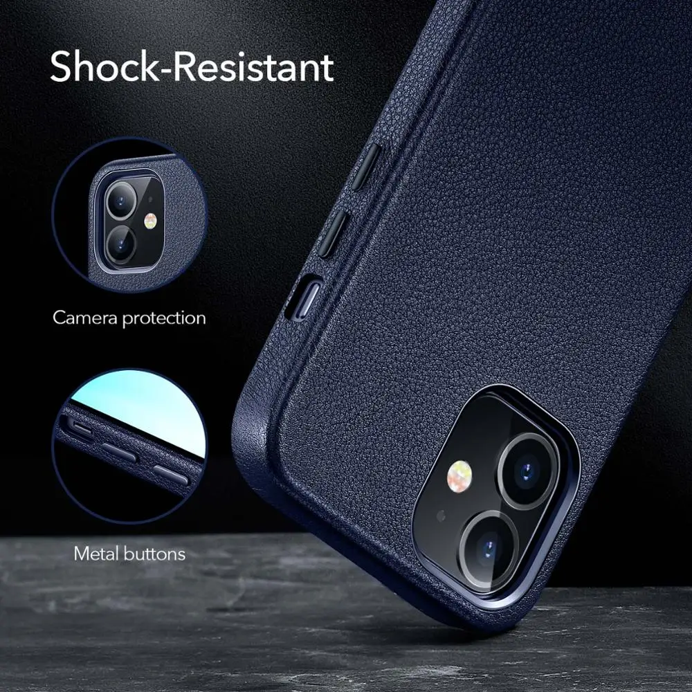 ESR for iPhone 12 Pro Max Case Leather Cover for iPhone 12 mini 12 Pro Max Genuine Leather Case for iPhone 12 12Pro Luxury Black