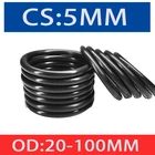 10 шт.лот резиновое кольцо из бутадиен-нитрильного каучука уплотнительное кольцо CS 5 мм OD20-100mm уплотнительное кольцо шайба высокого качества для автомобильной прокладки