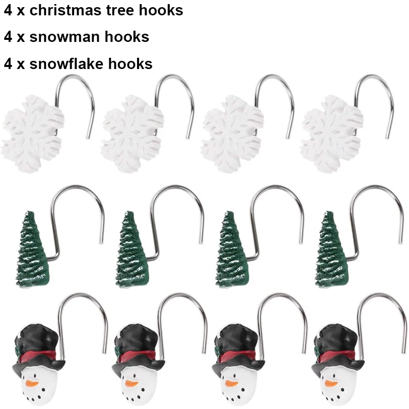 Ganchos decorativos para Cortina de ducha, gancho de Metal a prueba de &oacute;xido, con forma de tema navide&ntilde;o, para ba&ntilde;o, novedad-0