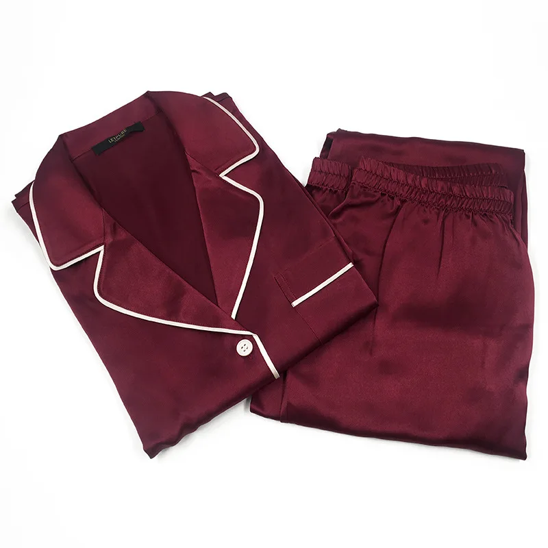 Mulberry Silk Pajamas Women Spring and Fall Long Sleeve Tracksuit Two-Piece Can Be Worn Outside