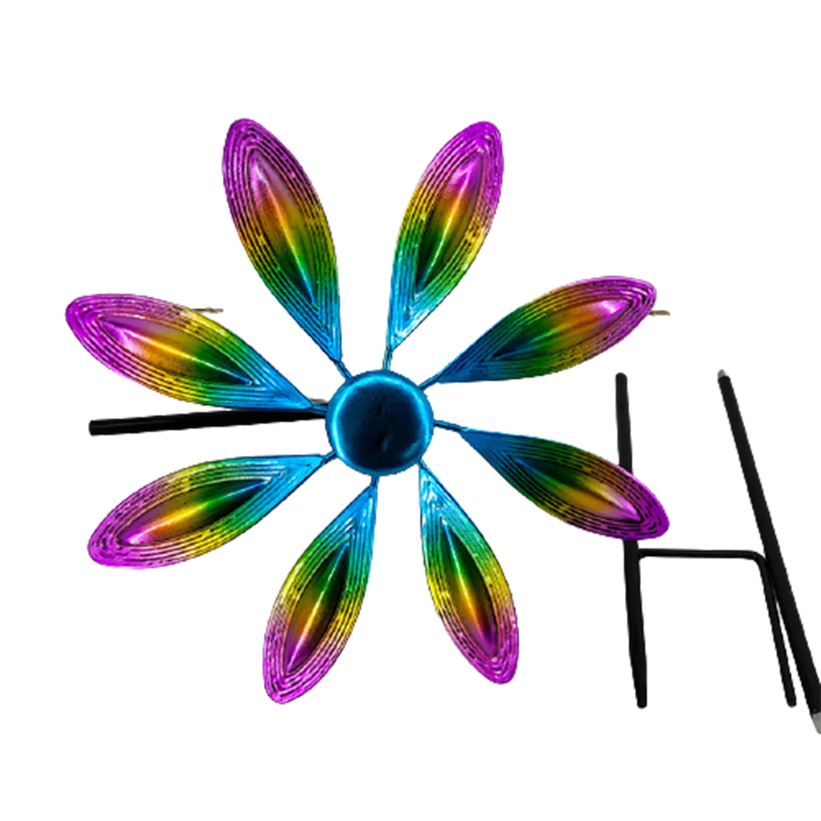 

Lawn Pinwheels Flower Shaped Garden Wind Spinner Handmade Colourful Metal Windmill for Outdoor 22*9*66CM HVR88