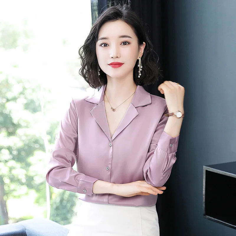 Блузка женская шелковая однотонная с длинным рукавом батальных размеров XXXL |