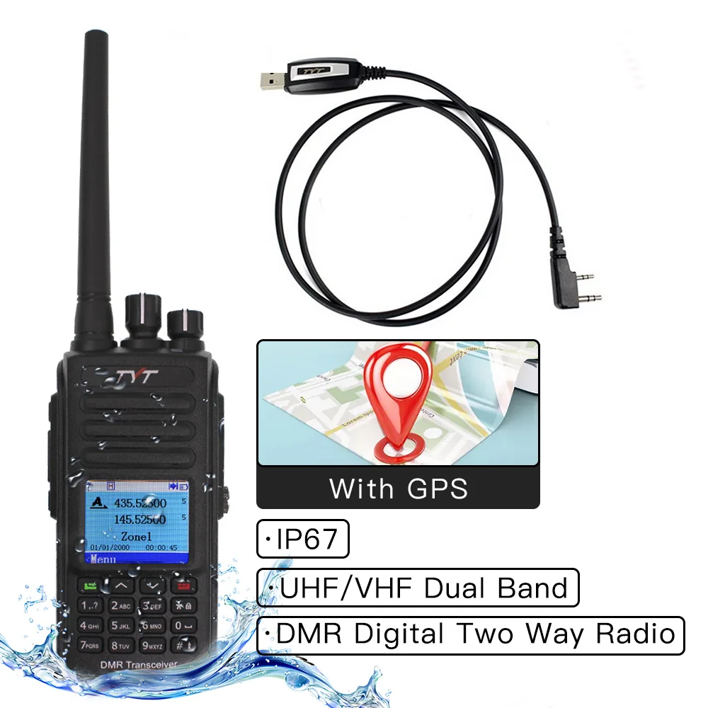 TYT MD UV390 Walkie Talkie IP67 водонепроницаемый двухдиапазонный радио 390 VHF UHF Цифровой DMR