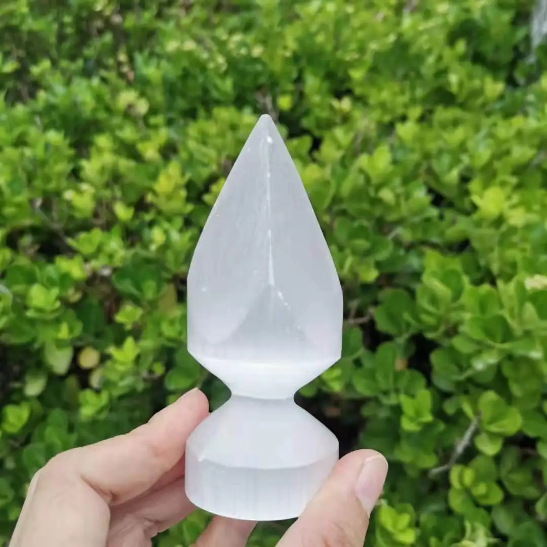 Натуральные белые резные украшения из селенита 10 см гипсовый кристалл для