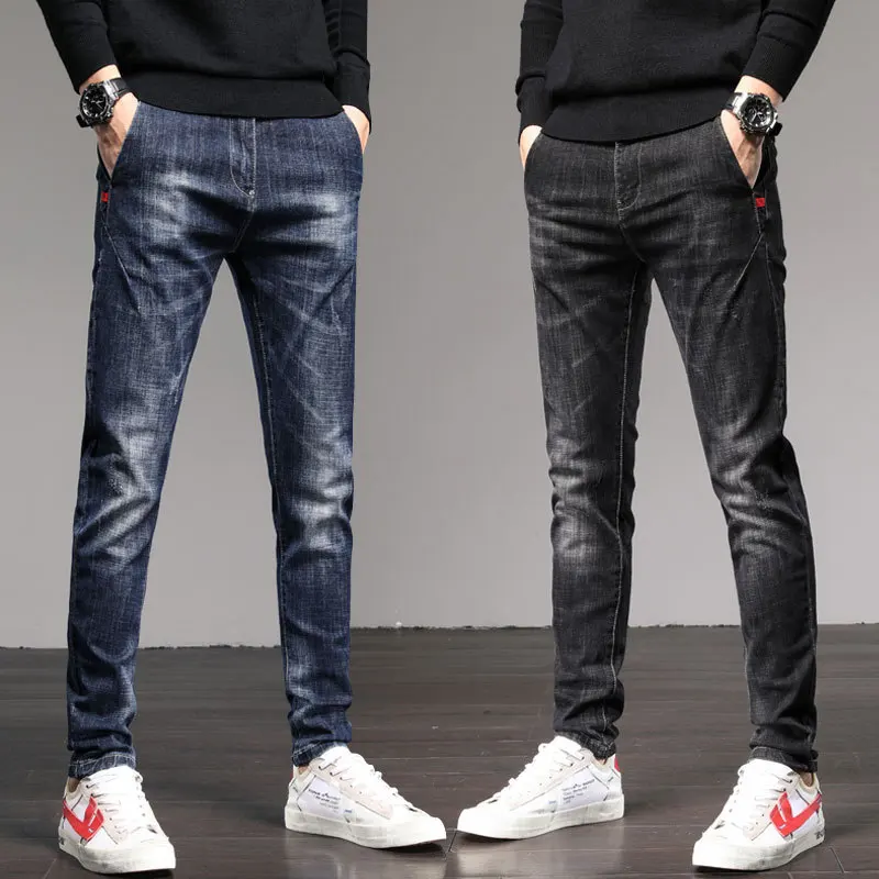 2021 spring jeans men's soil stretch slim-fitting trousers spring youth slim trousers