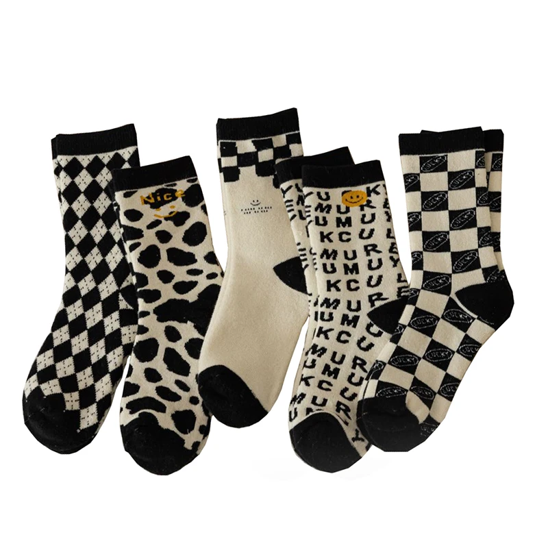 

5 Pair Keep Warm Winter Socks Women Cow Print Cute New Fashion Thicken Girl Style Korean Cotton Socks Kawaii Leg Warmers Socken