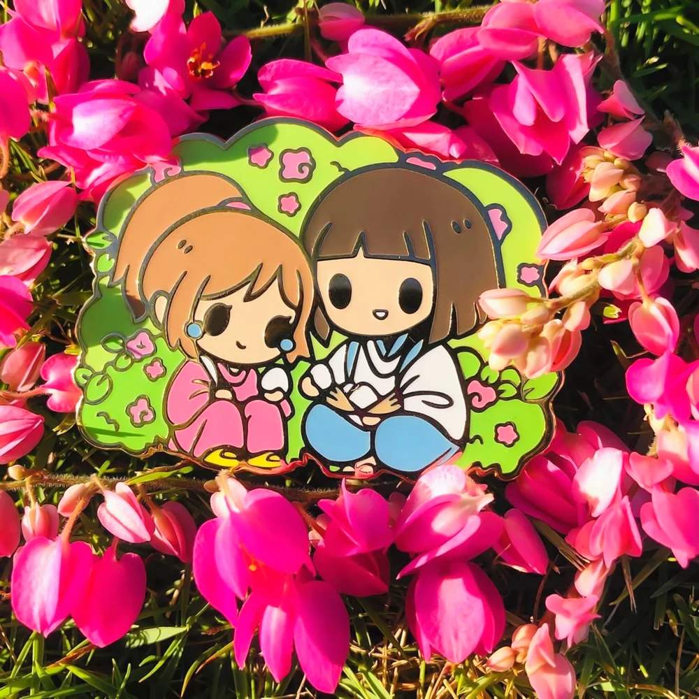 

Cute Haku and Chihiro Hard Enamel Pin Cartoons Animal Medal Brooch Pastel Plant Grass Flowers Pins Spirited Away Anime Fan Gift