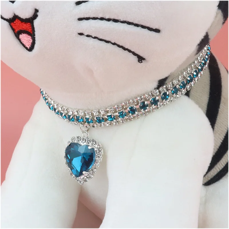 

Pet Collar Cat AccessoriesPet Cat Collar Love Pendant Three Row Diamond Necklace Cat Necklace Pet Accessories Supplies CatCollar