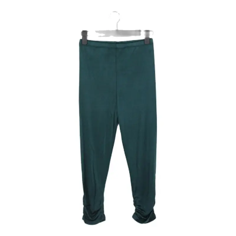 

Woman Summer Mid Elastic Waist Solid 100% Silk Knitted Calf-length Pants Female Thin Breathable Stretch 100% Silk Pencil Capris