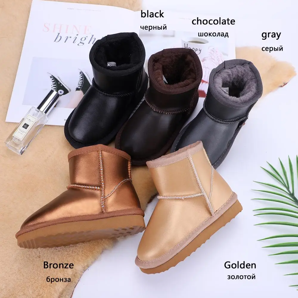 HABUCKN модные водонепроницаемые зимние ботинки из натуральной кожи на меху теплые