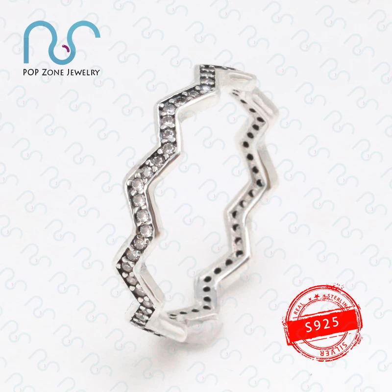

Famous Brand Original Female Ring Pan Shimmering Zigzag Lightning Ring S925 Sterling Silver Charm Luxury Women Ring Jewelry Gift