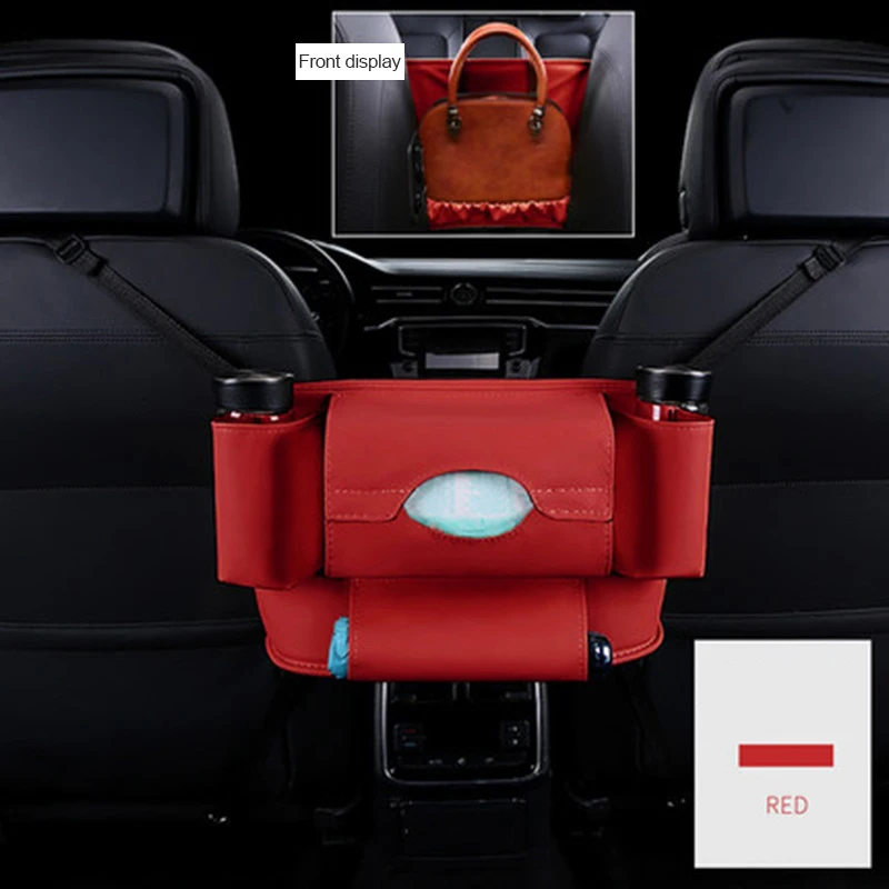 

1 Pcs Car Net Pocket Handbag Holder Organizador PU Leather Car Seat Storage Automotive Goods Car Accessories Organizador