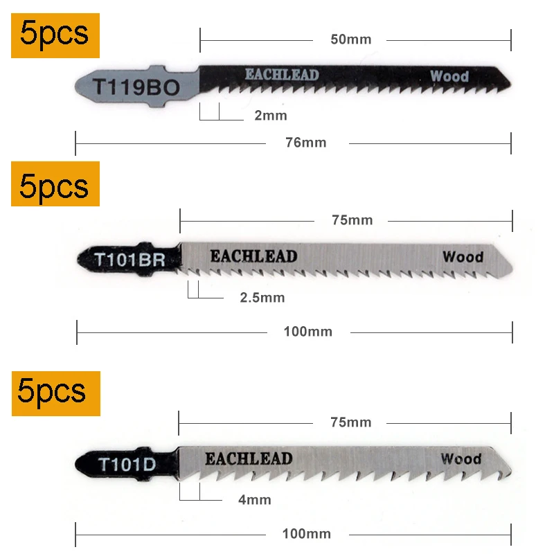 

HCS 6T Jig Saw Blades 5pcs/lot High Carbon Steel Reciprocating for Fast Cutting Straight Cutting Jigsaw Blades Woodworking Tool