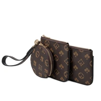 2020 winter new three piece clutch bag fashion printing all match card purse women mini zipper pouch purses