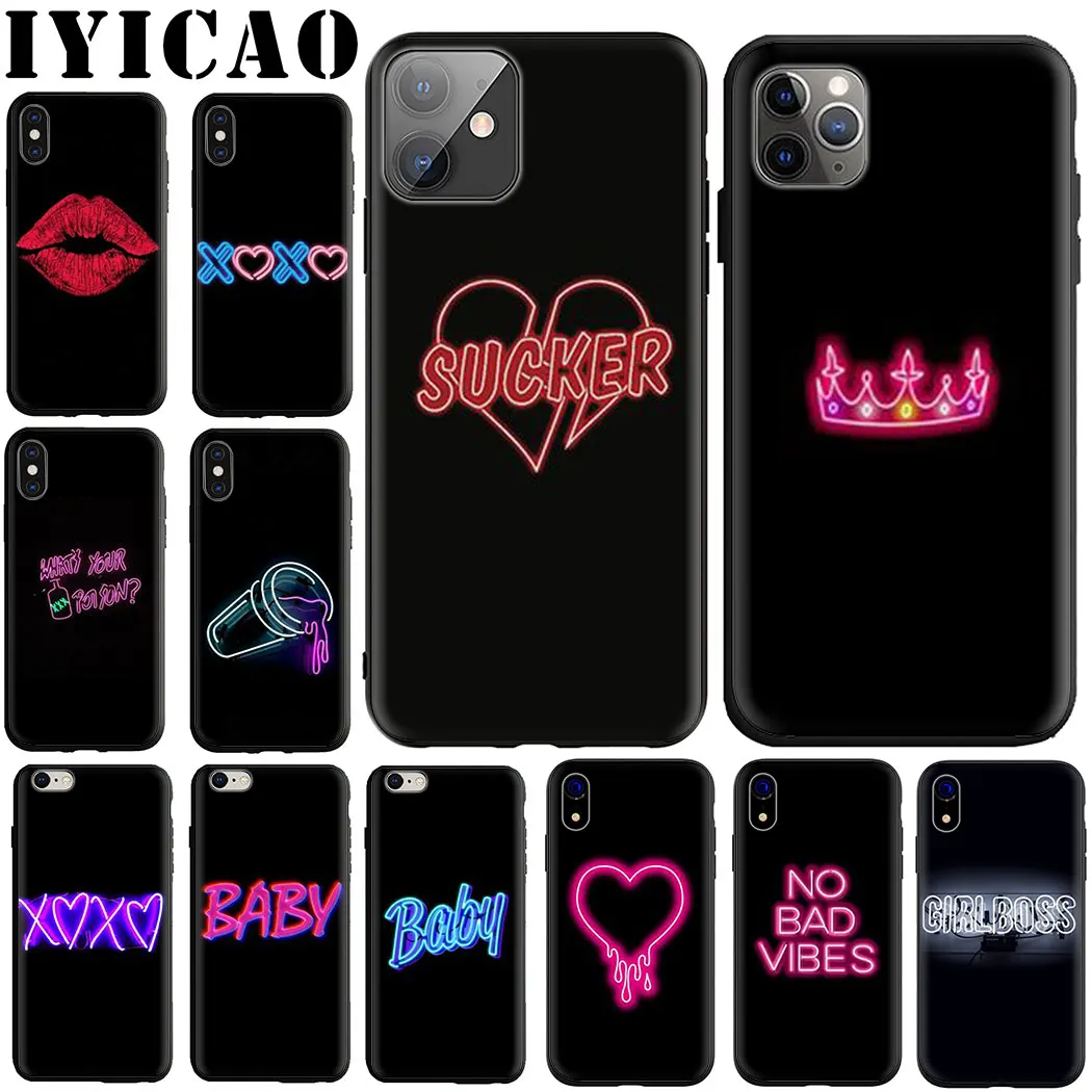 Неоновый светильник с цитатами Мягкий силиконовый чехол для телефона iPhone 5 6 7 8 11 5S