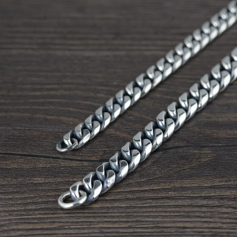 

Solid Silver Retro Simple Saddle Chain Bracelet S925 Sterling Silver Classical S Hook Tank Chain Bracelet Jewerly Gift women