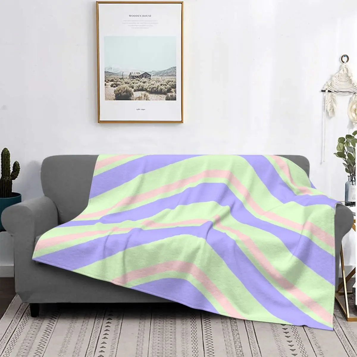 

Colcha de muselina a cuadros para cama, manta de cheuron, color verde Pastel, 135, Kawaii