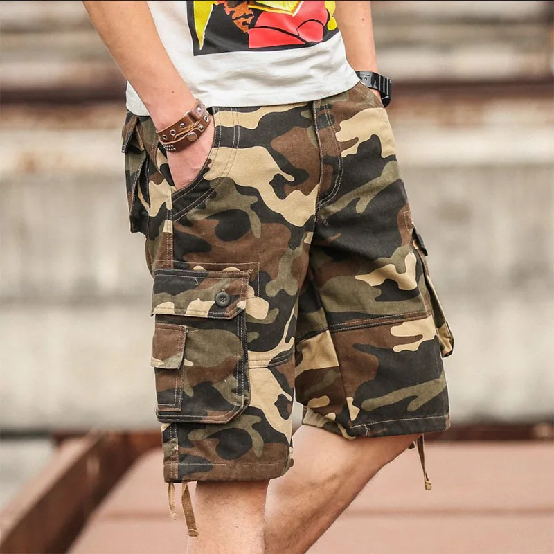 

Summer Men's Camouflage Camo Cargo Shorts Casual Cotton Baggy Multi Pocket Army Military Plus Size 44 Breeches Tactical Shorts