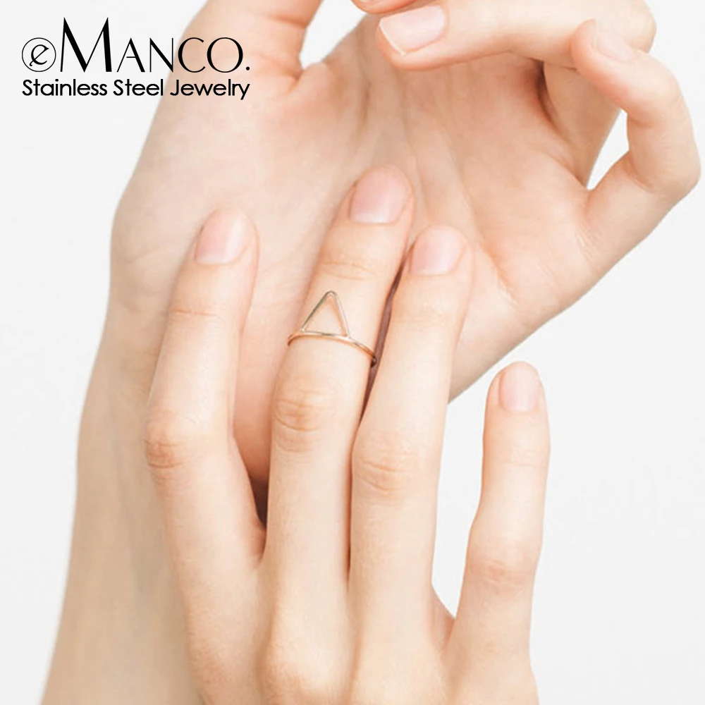 Minimaliset панк Нержавеющая сталь кольца для женщин с геометрическим рисунком