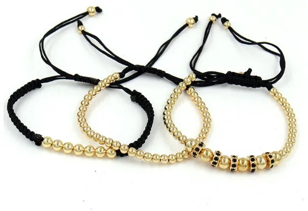 

4 мм 3 шт./лот iy65 Золото Серебро Медь cz Циркон кубический цирконий эластичный шарик панк Шарм макраме Будда, Йога браслет браслеты