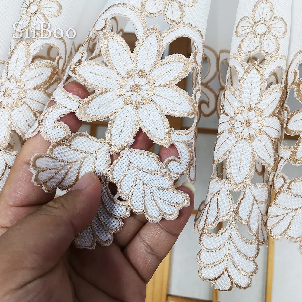 Европейский пасторальный стиль полутуба занавеска для гостиной с вышитым