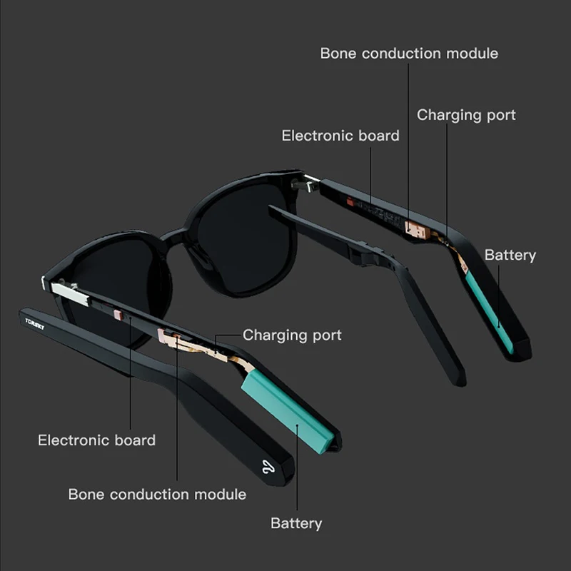 저렴한 뼈 전도 헤드폰 스마트 안경 교체 가능한 처방 렌즈 Bluetooth 이어폰 스테레오 음악 선글라스