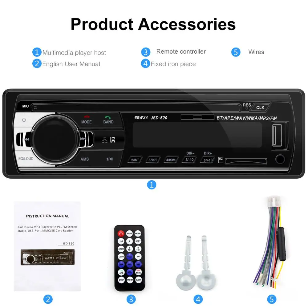 Авторадио 12 В Автомагнитола Bluetooth 1 din автомобильный стерео плеер телефон AUX-IN MP3 FM/USB/Радио пульт дистанционного управления для телефона автомобильный аудио