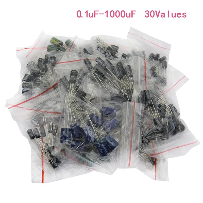 

900pcs 30 Values kit 0.1uF-1000uF Electrolytic Capacitors Assorted set pack kit capacitor 10V 16V 25V 50V mix capacitor