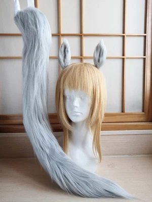 

2021 Anime Pretty Derby Gold Ship Biwa Hayahide Curren Chan silver white Tail Ear Cosplay Accessorie Prop for Halloween
