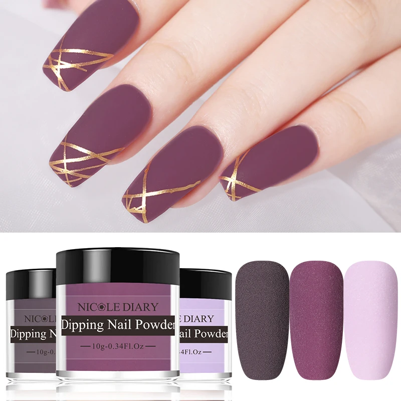 Порошок NICOLE DIARY для маникюра матовый глиттер 10 мл без лампы с градиентным