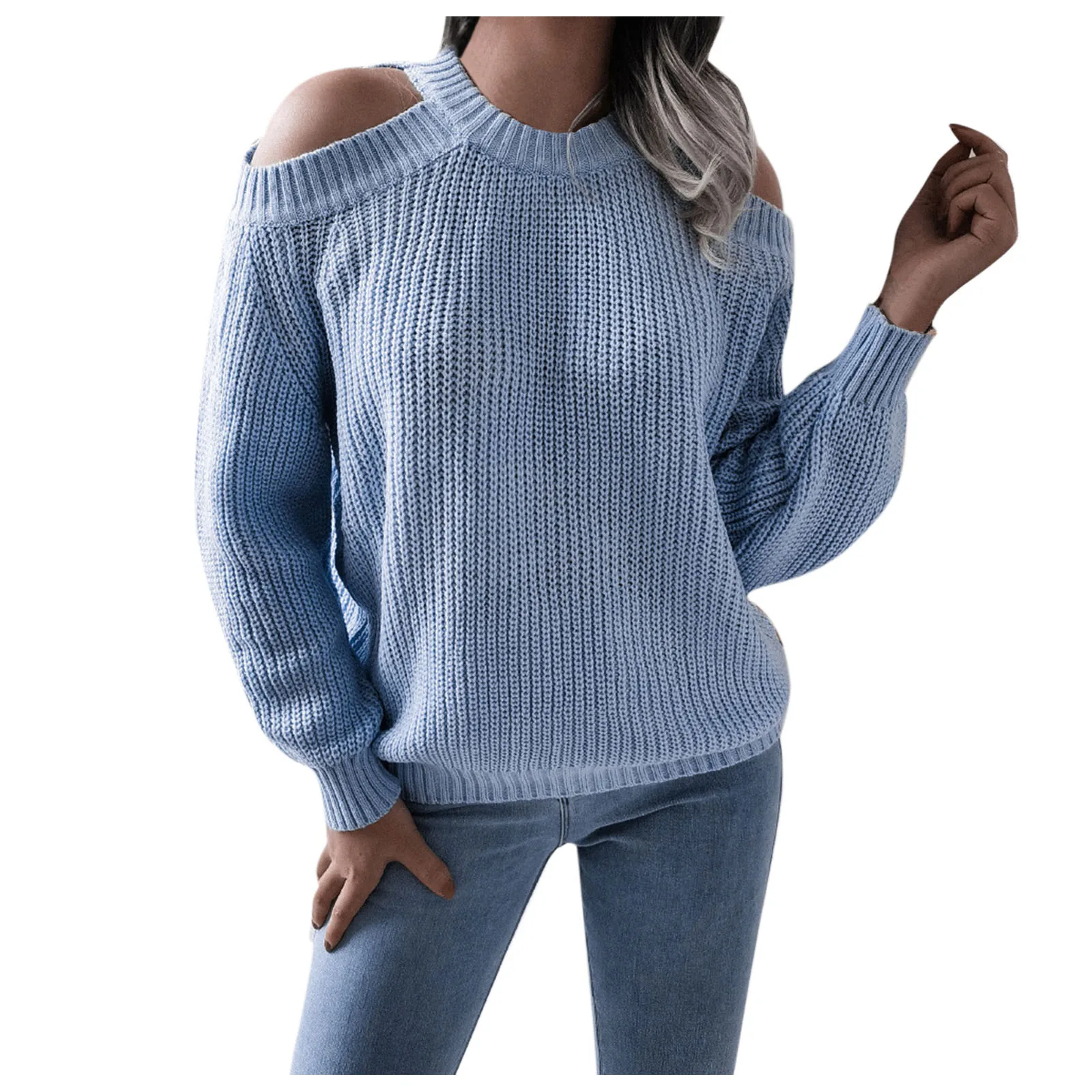 

2021 new Autumn Winter Sweater fashion women clothes Off shoulder full sleeves elastic Knitted sexy pullover Jumper Tops