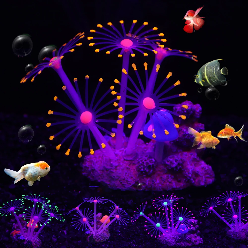 

Silicone Glowing Artificial Fish Tank Aquarium Coral Plants Underwater Ornament Fish Tank Aquarium Decor Accessories D30