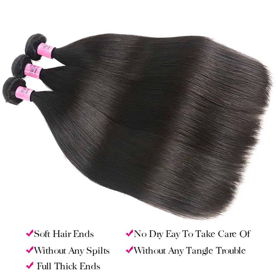 Волосы Unice человеческие волосы 3 пряди с закрытием свободная часть пакеты