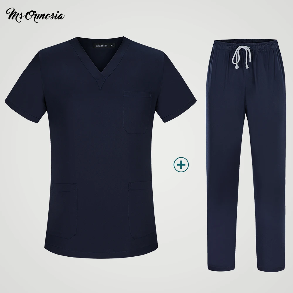2020 новый модный однотонный хлопковый приталенный комбинезон с принтом, униформа для салона красоты и медсестры, лабораторная униформа для ... от AliExpress WW