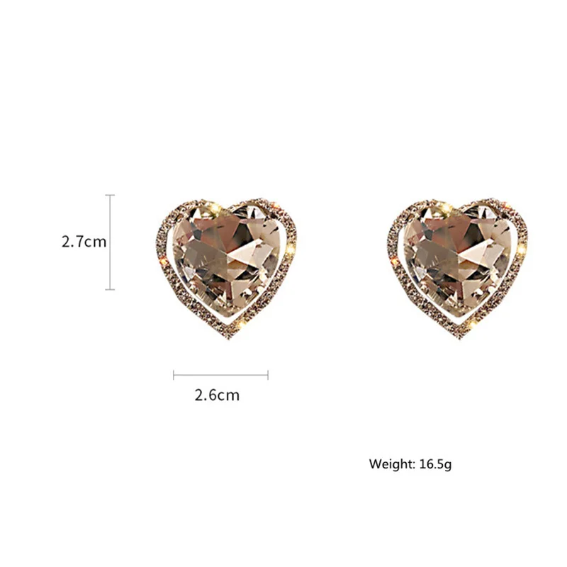 FYUAN Love Heart клипсы с кристаллами для женщин Bijoux No пирсинг геометрические Стразы