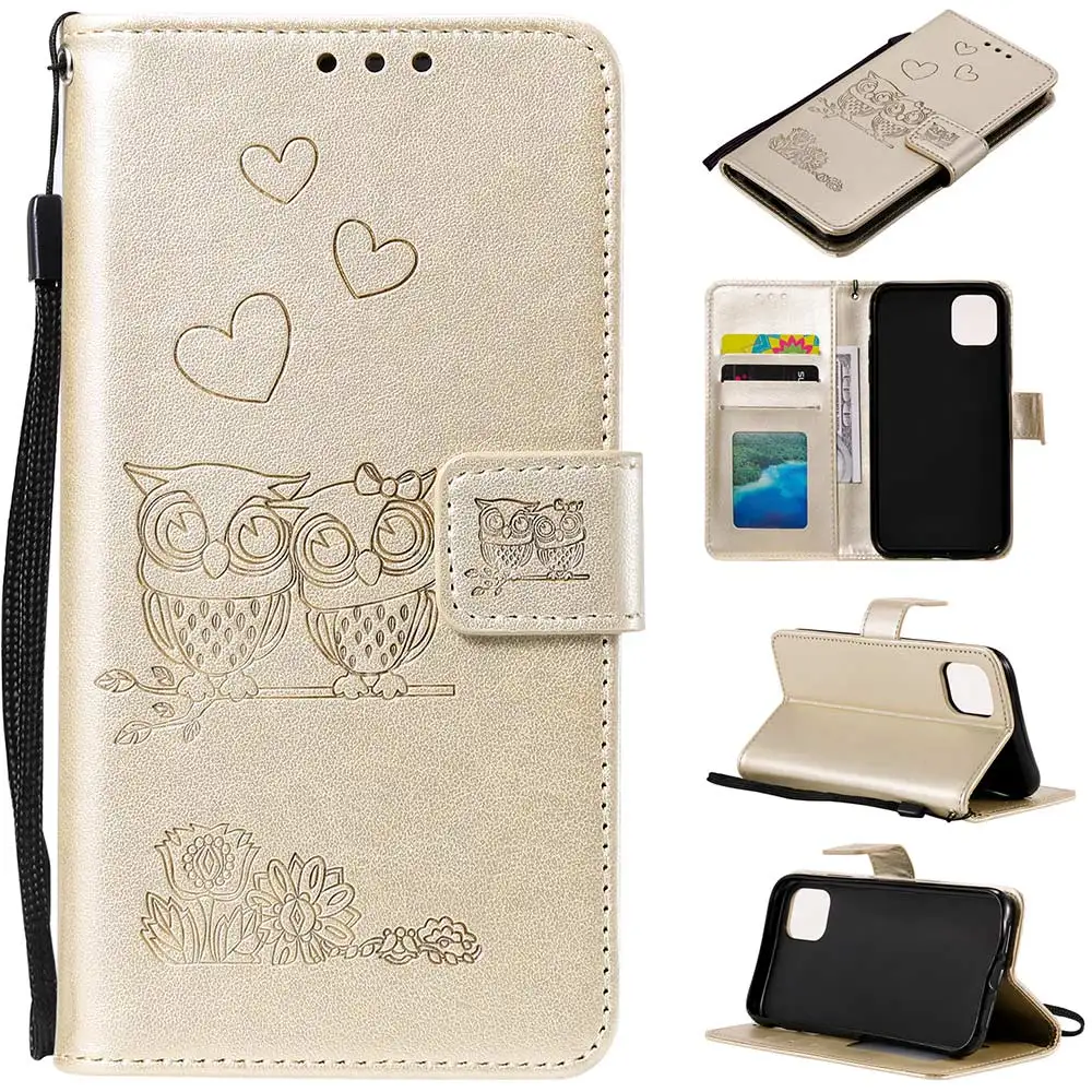 Роскошный чехол кошелек KISSCASE для iPhone 11 Pro XR с отделением карт и совой XS MAX X Max 6 6s 7 8