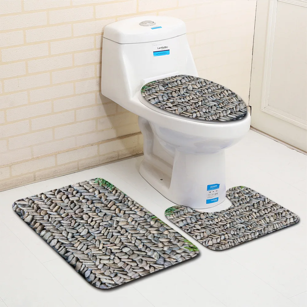 

Zeegle Bathroom Mat Set Non-slip Bathroom Carpet Shower Mat Washable Bathroom Rug Kitchen Carpet Absorbent Bath Rug Set Foot Mat