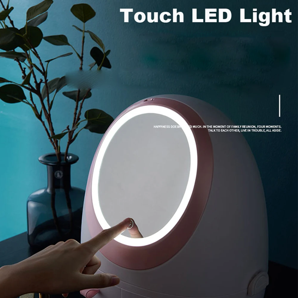 Косметический ящик для хранения зеркало макияжа с светодиодный светильник