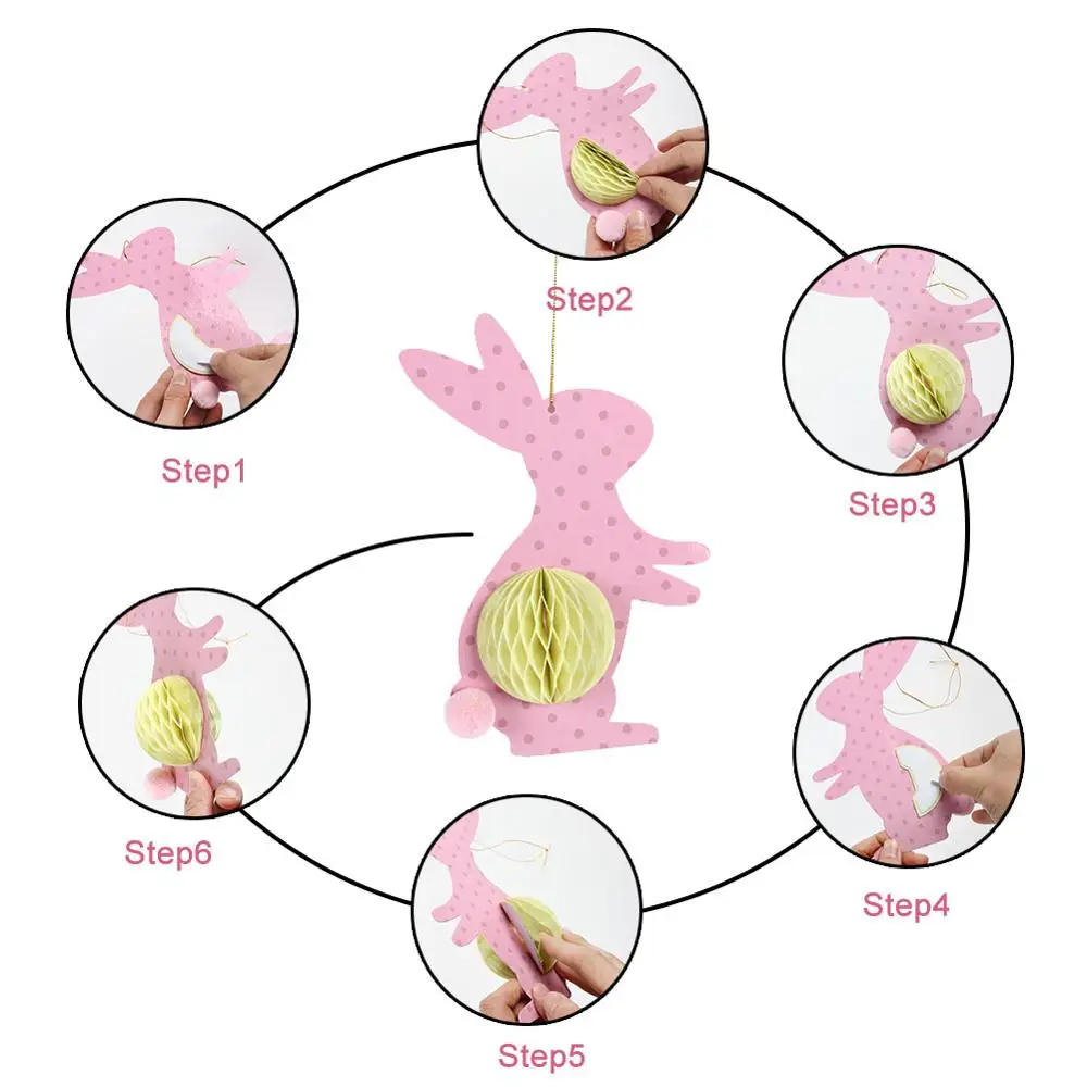 Пасхальный кролик 4 шт. в упаковке украшения из сот с шариковыми хвостами