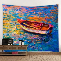 landscape woods oil painting tapestry environmentally friendly printing soft hanging cloth large size bohemian decoration