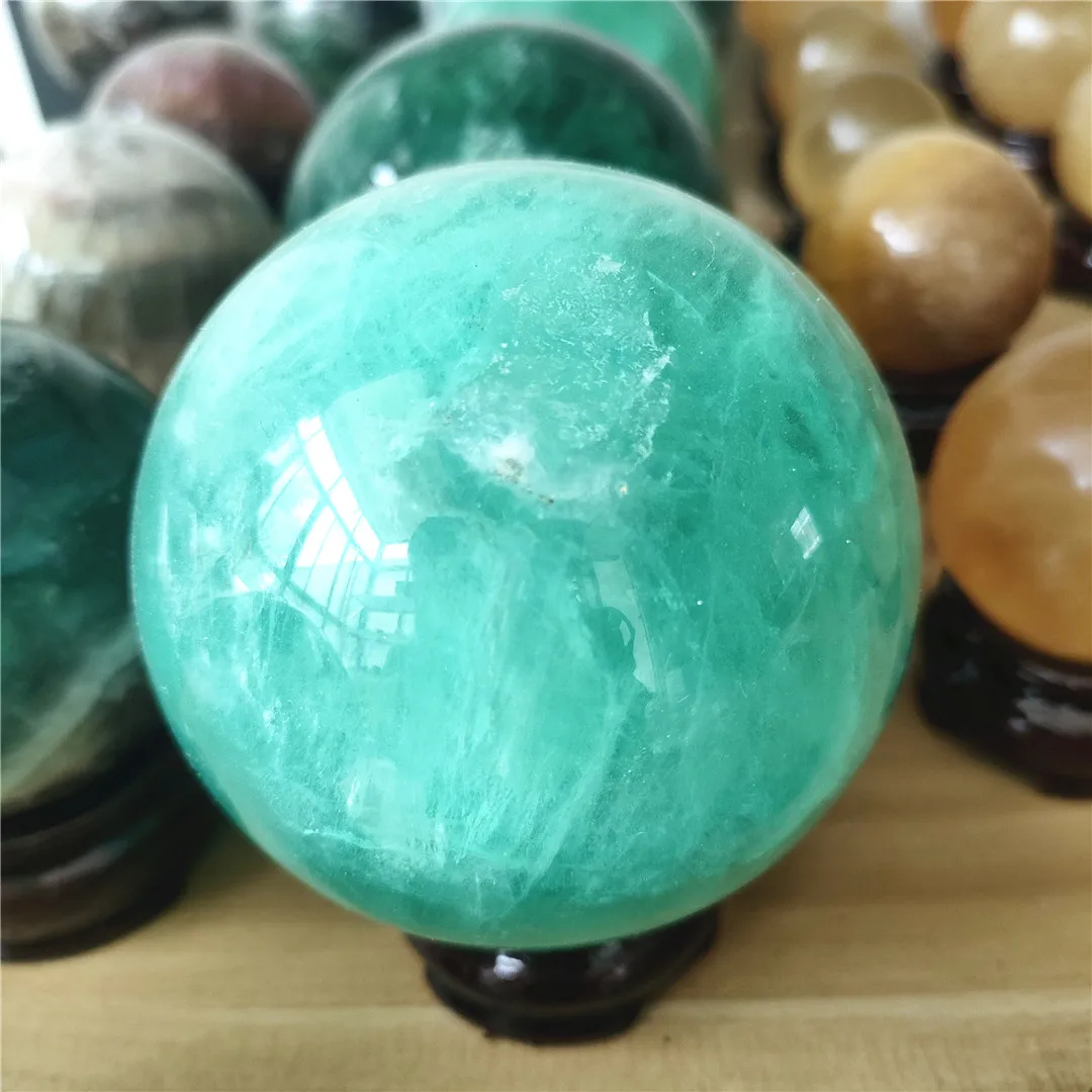 

Natural Green Fluorite Ball Quartz Crystal Healing gemstone Sphere Reiki Magic Crystals Balls