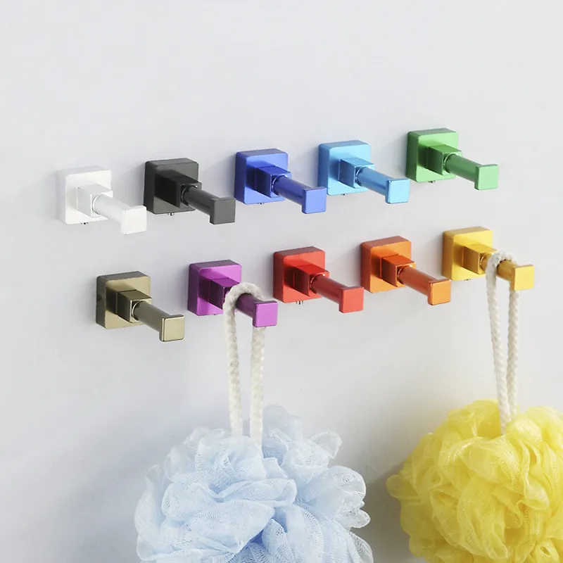 

9 Colors Space Aluminum Multi-color DIY Towel Wall Hook Nail Bathroom Kitchen Clothes Key Hat Rack Bag Hanger Holder